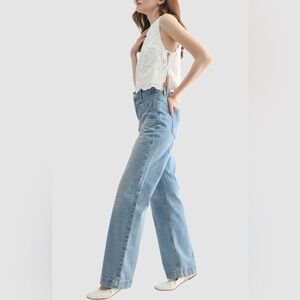 All in Favor Floral Eyelet Cotton Blend Tank